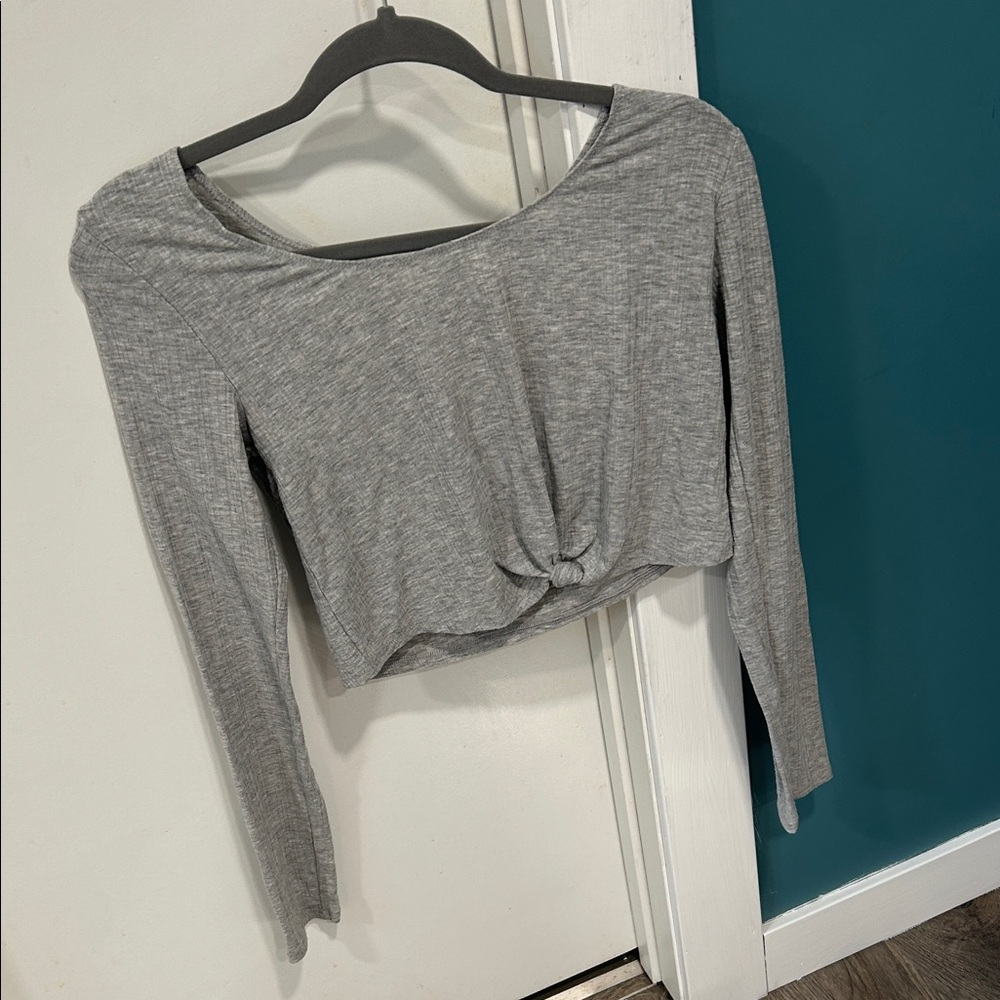 Garage Gray Long Sleeve Crop Top